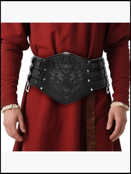 Medieval Viking Faux Leather Wide Belt with Metal Buckle for LARP Costume main image 6